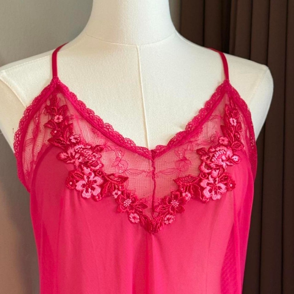 INC International Concepts Pink Lace Floral Embroidery Slip Dress Small Lingerie